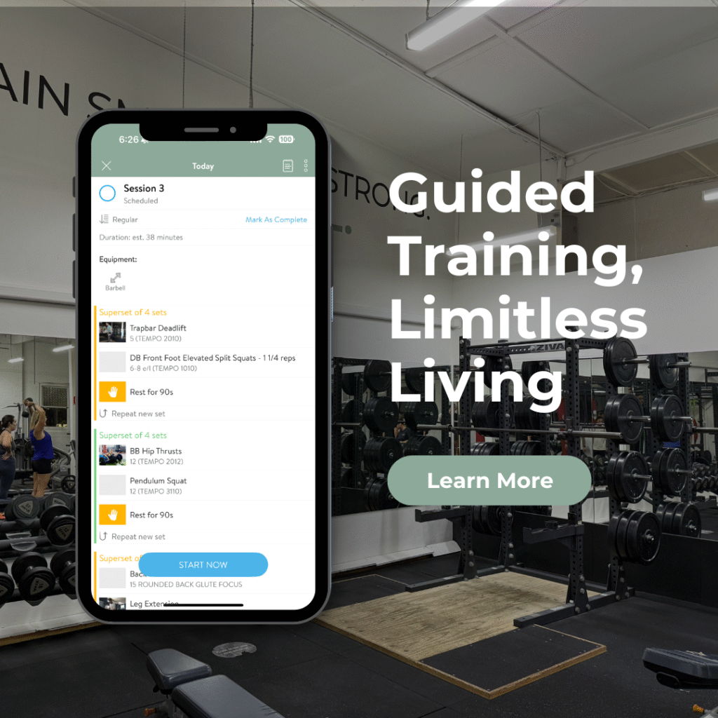 Mobile app promotion showcasing fitness features at a gym in Randwick